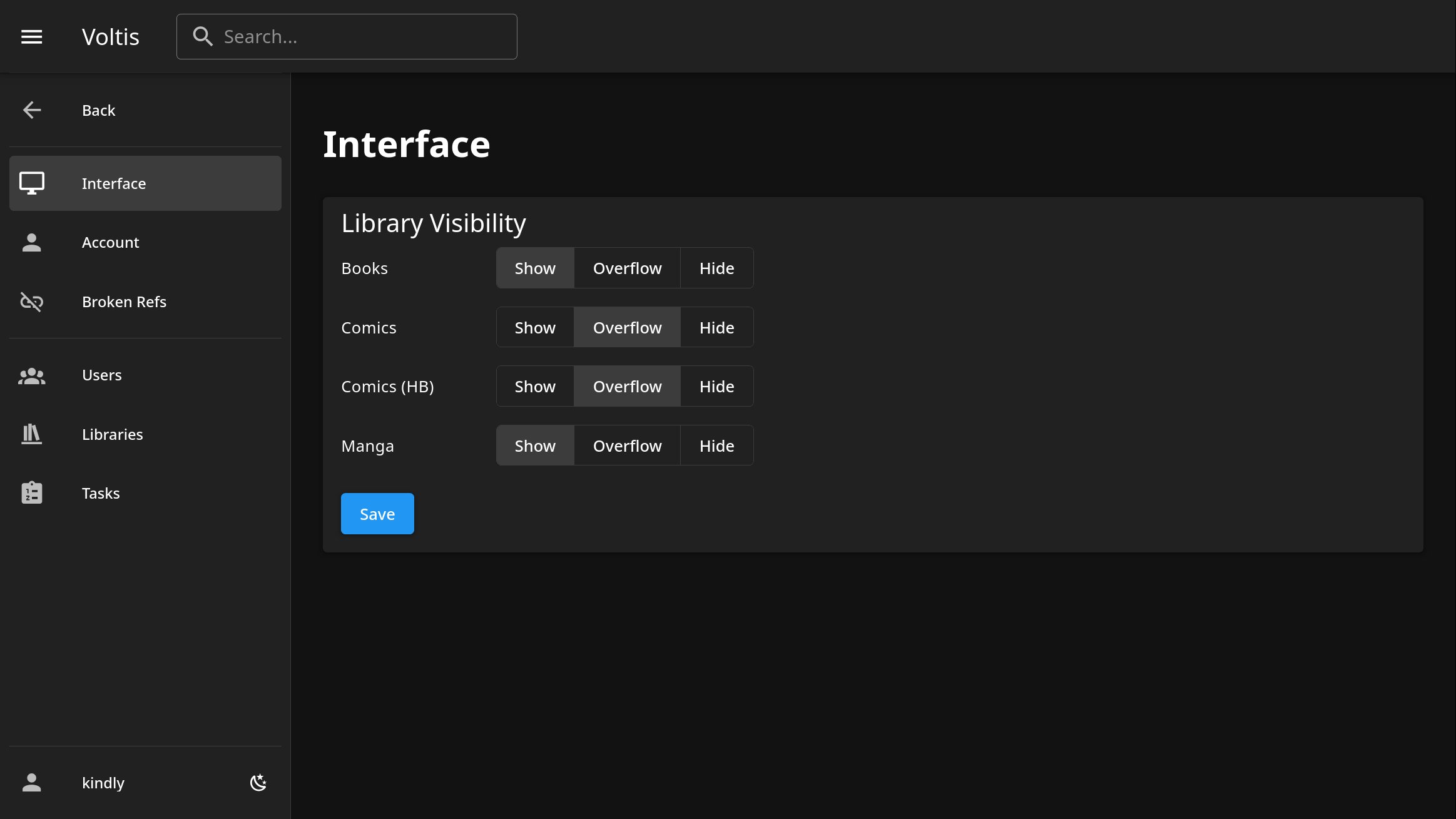 Settings — Interface