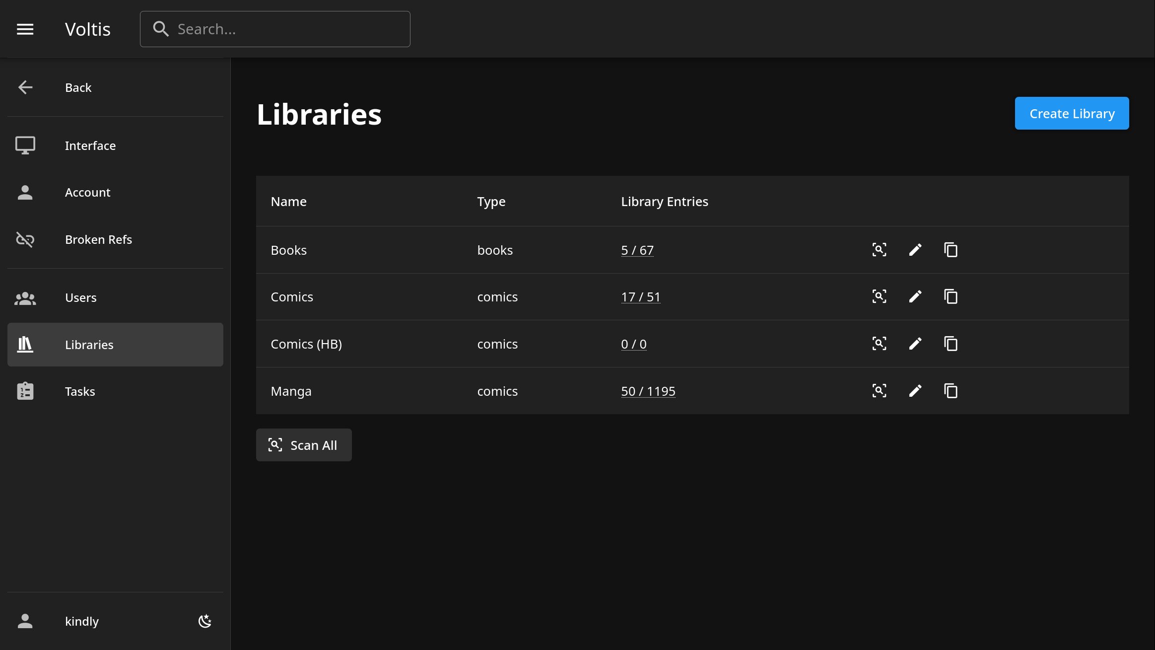 Settings — Libraries